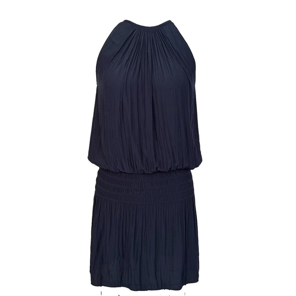 Ramy Brook Navy Blue Paris Mini Dress Women Sz S Halter Preppy Cocktail EUC - Picture 2 of 16